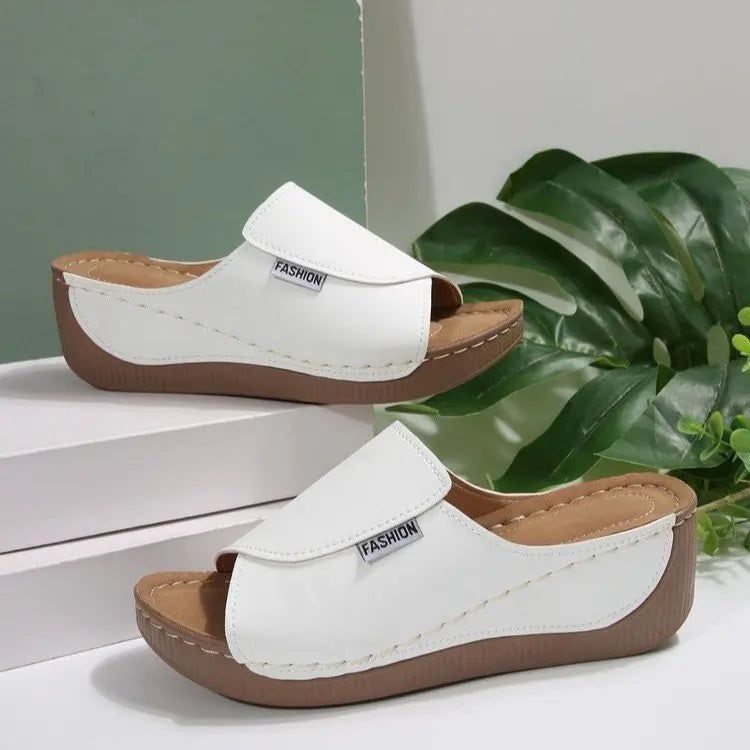 Casual Peep-toe Sandals Breathable Lightweight Beach Shoes Hollowed Zpaxo White 41