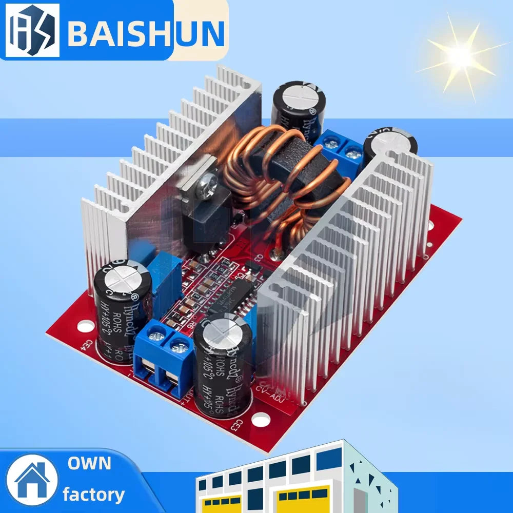 8 5-50V Input 10-60V Output 400W 15A DC-DC Step-up Boost Converter Zpaxo Default Title