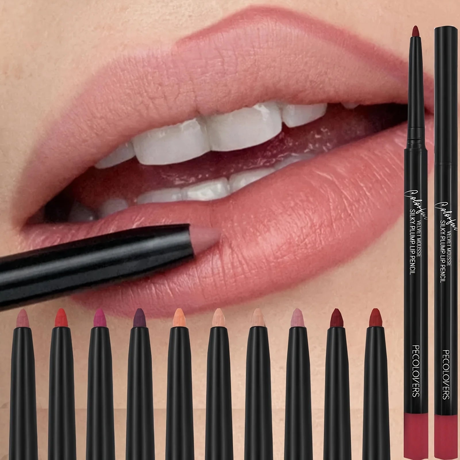 1PC Nude Brown Lip Liner Pencil 12 Color Red Contour Tint Labial Makeup Waterproof Matte Lipstick Pen Lip Contouring Cosmetic Zpaxo