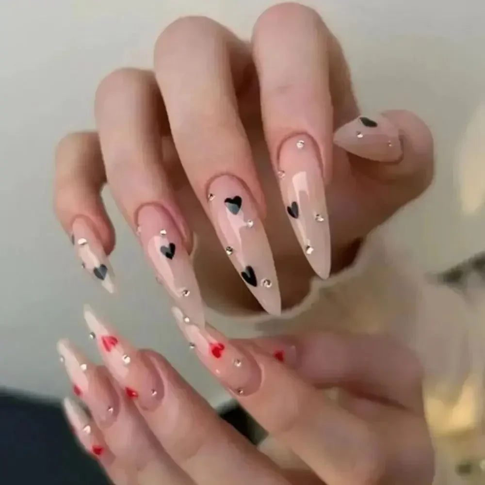 24pcs Long Almond False Nails French Leopard Star Press on Nails Fake Nails DIY Manicure Detachable Nail Tips Zpaxo Z692