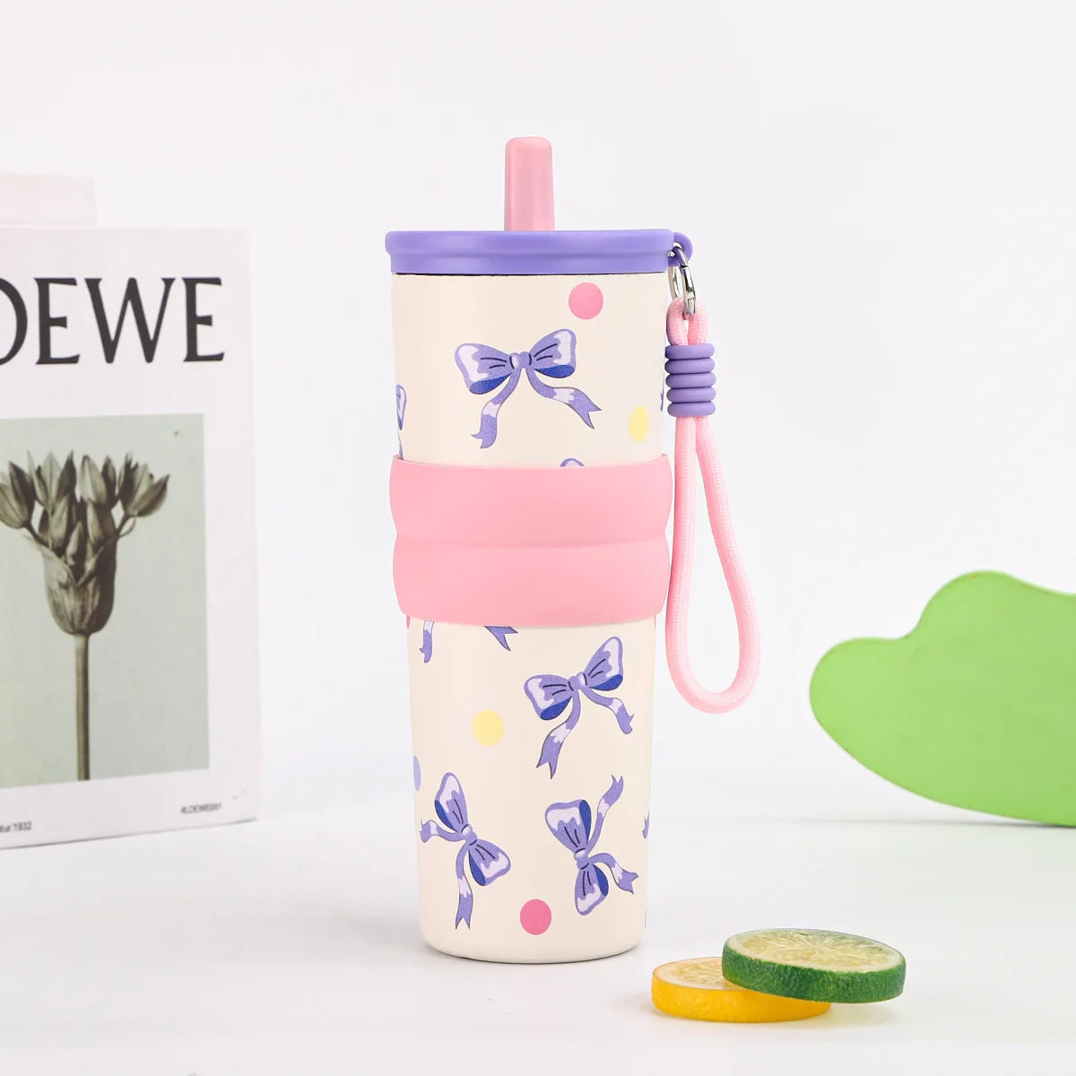 Stainless Steel 710ML Insulated Cup for Boys and Girls, Portable Cooling Ice Cream King Cup, Outdoor with Lifting Rope Straw Cup Zpaxo Purple 710ml