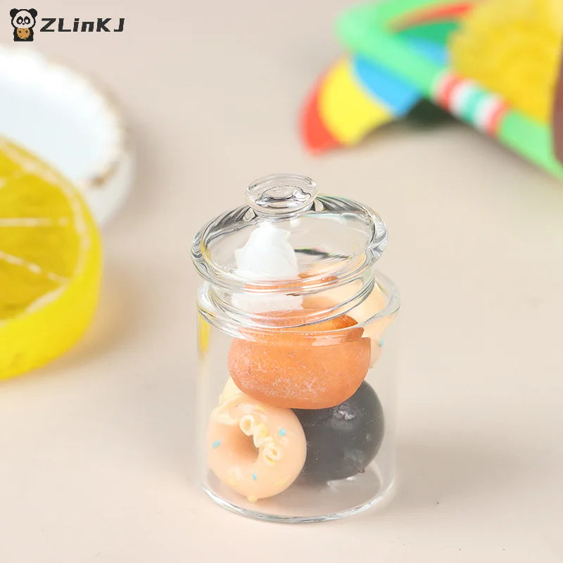 ▶High borosilicate mini glass candy jar food play doll house accessories Zpaxo