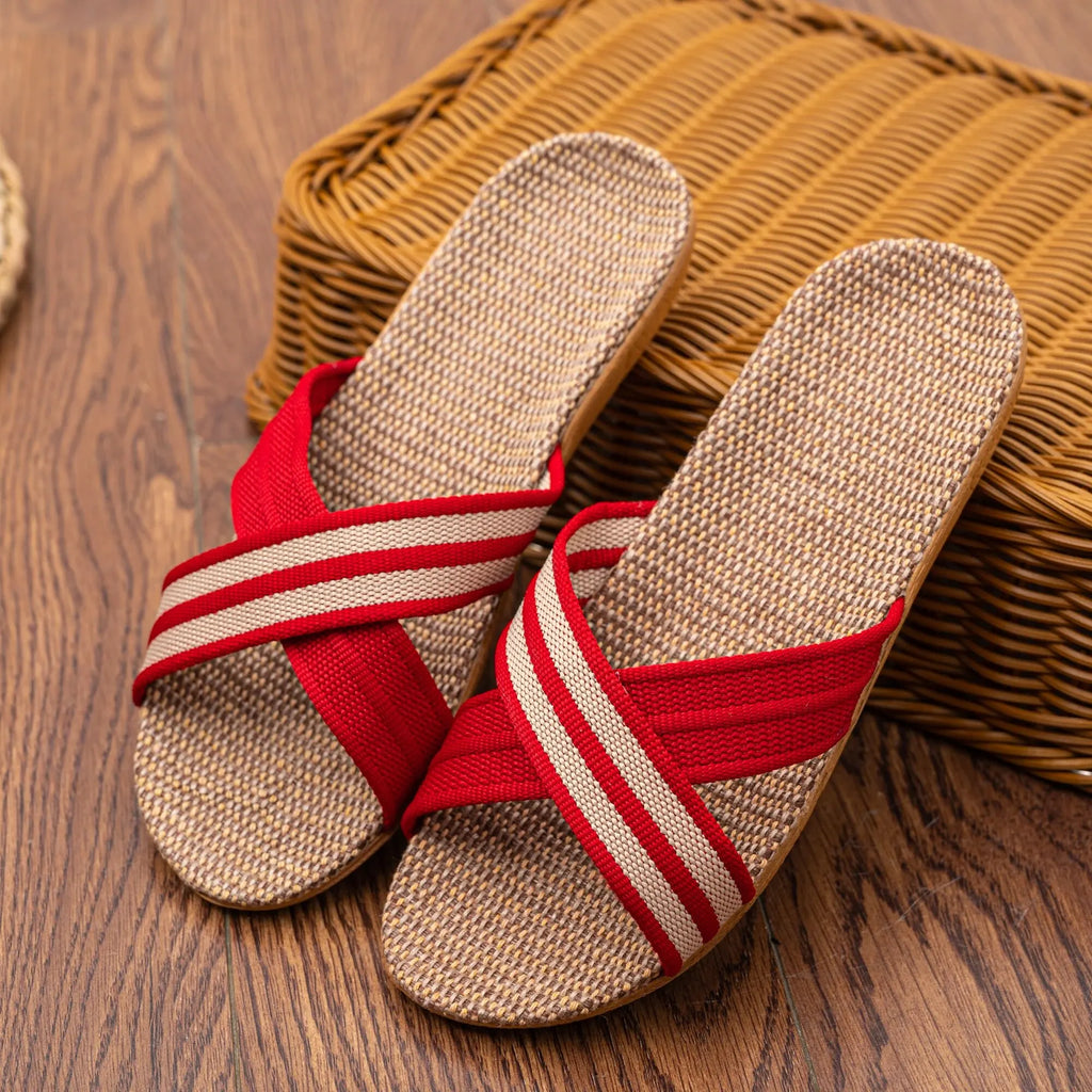 Women's Slippers Flat Sandals Linen Lightweight Casual Summer Women