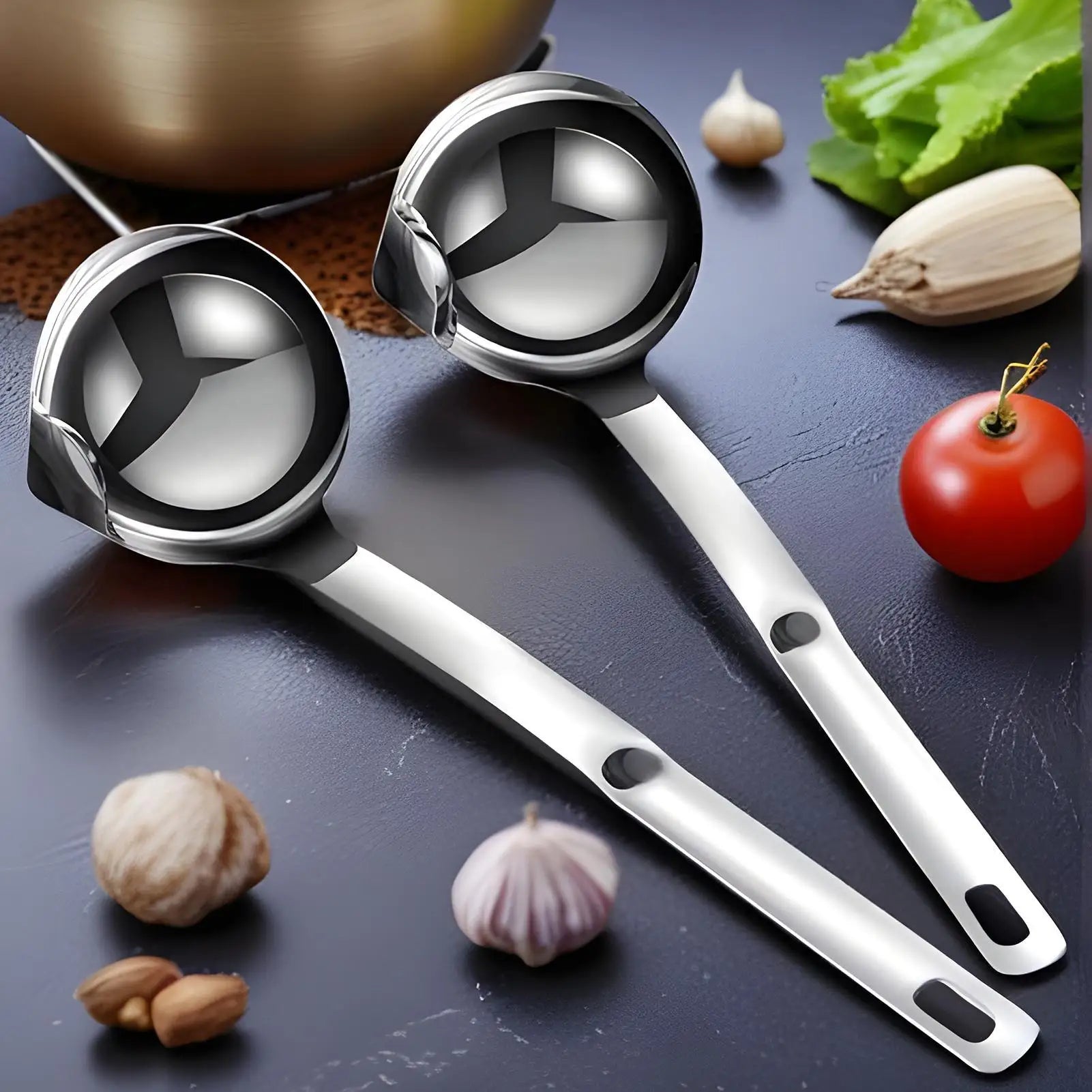 Fat Skimmer Spoon Stainless Steel Gravy Separator Ladle Long Handle