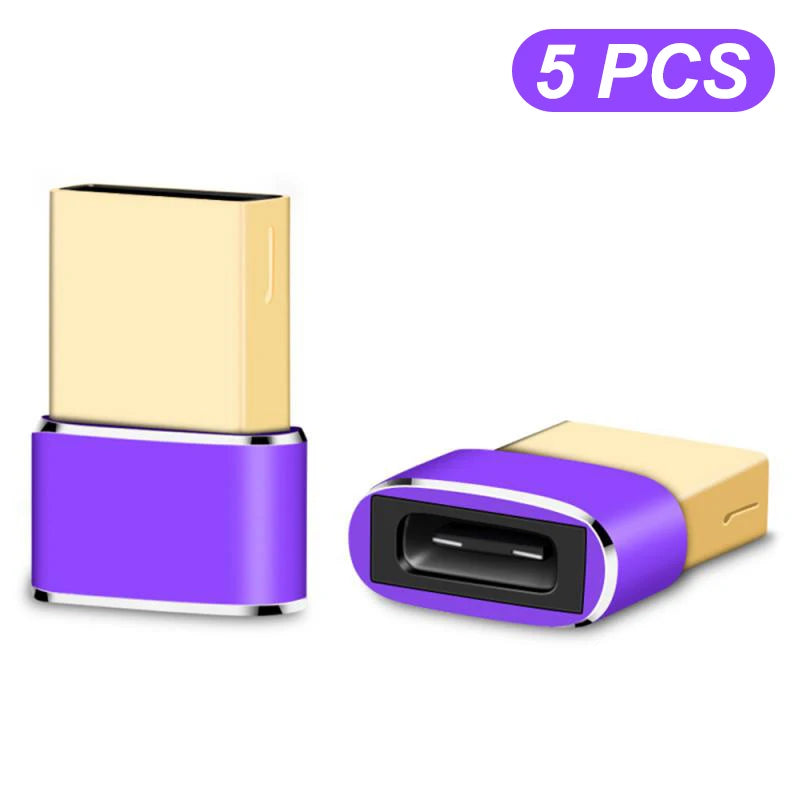1- USB C OTG Adapter USB-A Male Type-c Female Converter Connector Zpaxo 5PCS Purple