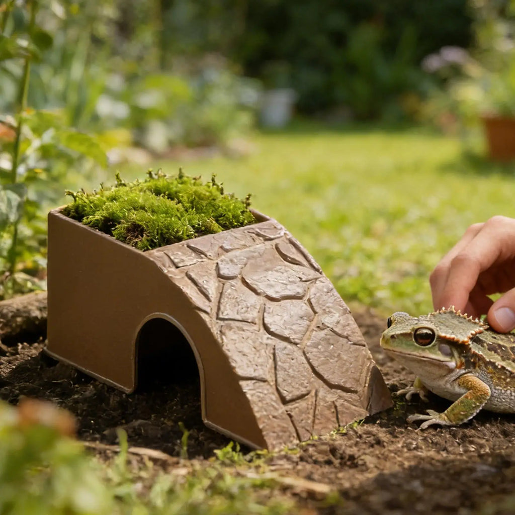 Reptile Cave Hide & Feeder – Gecko, Turtle & Aquarium Hideout Reptile Cave Hideout Zpaxo