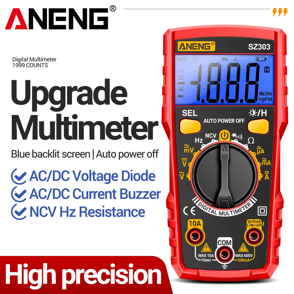 ANENG SZ303 Buzzer Backlight LCD Portable Electrician Tool RMS Auto