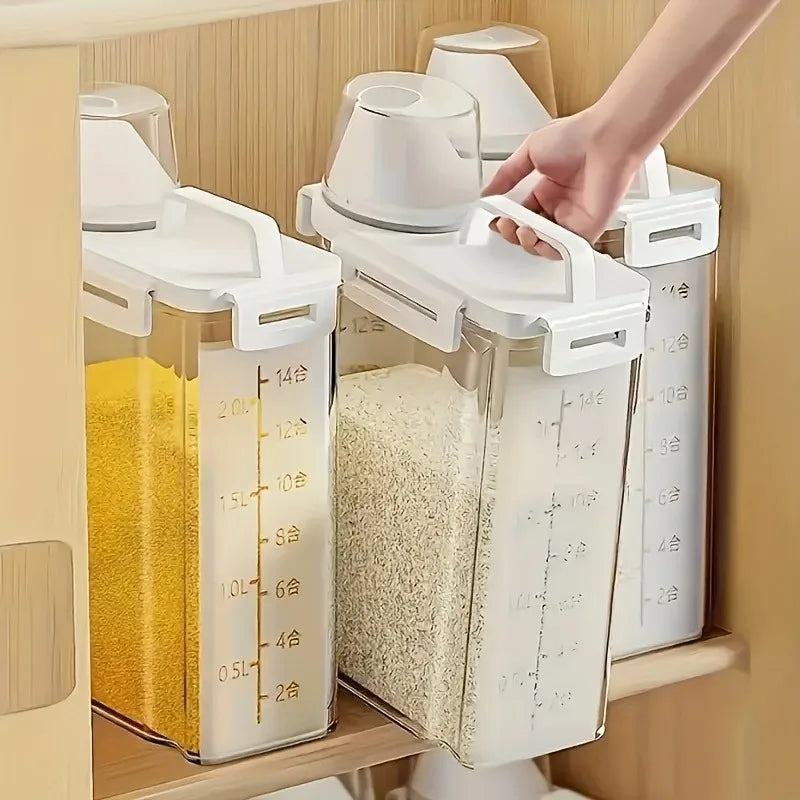 Rice Storage Container Pour Spout Airtight Transparent Grain