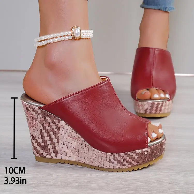 Women Heels Slippers Designer Platform Sandals Trend Comfortable 2025 Zpaxo Red 40