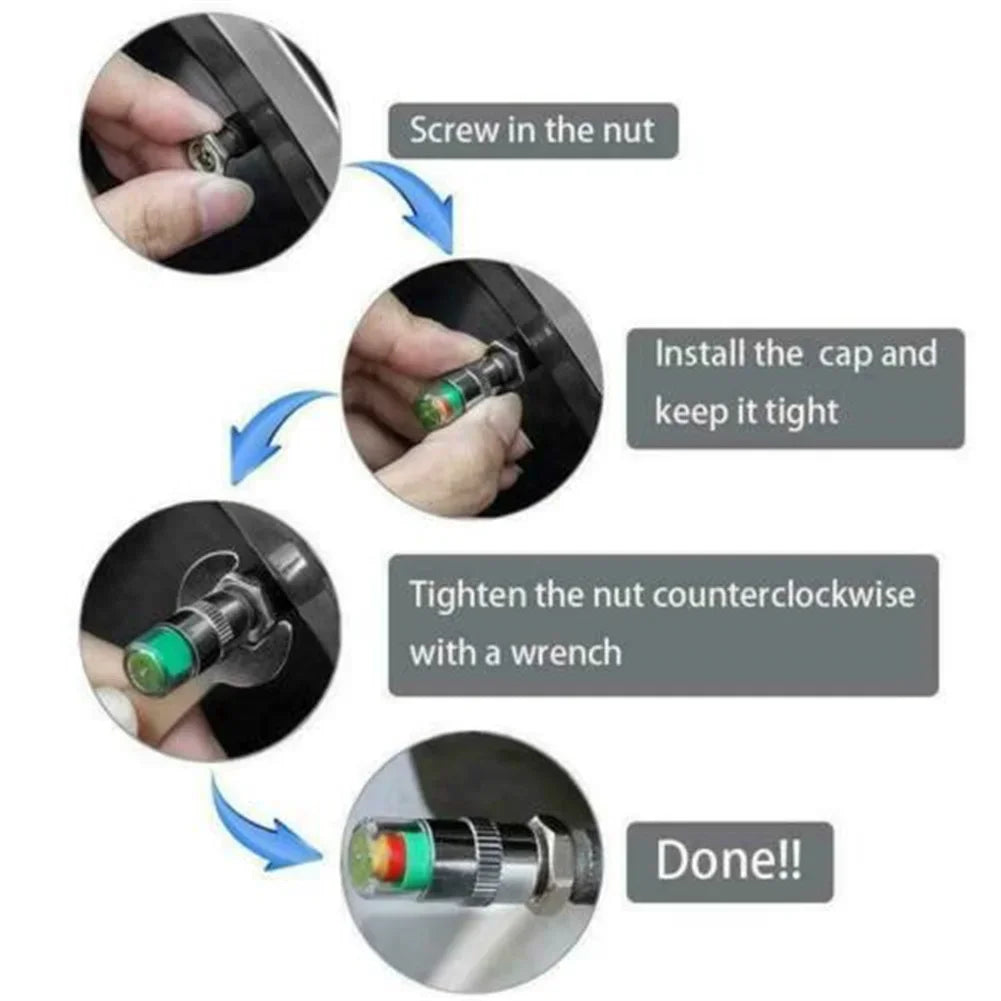 External Tire Pressure Monitoring Sensor Valve Cap Auto Warning Zpaxo