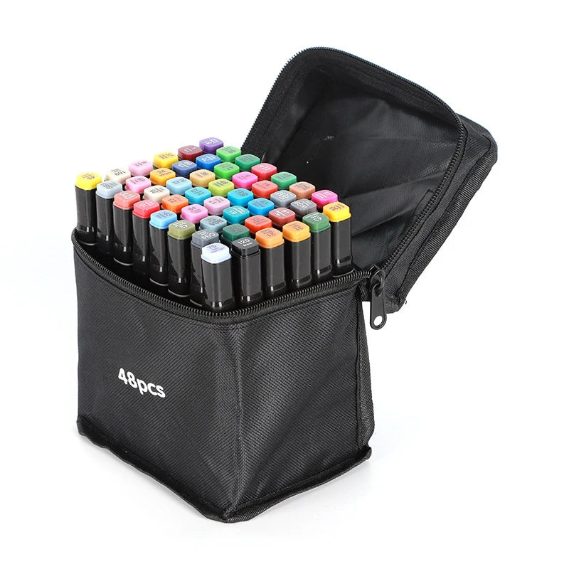 24-168Colors Dual Tip Art Markers Set, Alcohol Markers for Adult Students, Professional Sketch Pens for Drawing/Sketching/Manga Zpaxo 48 Colors