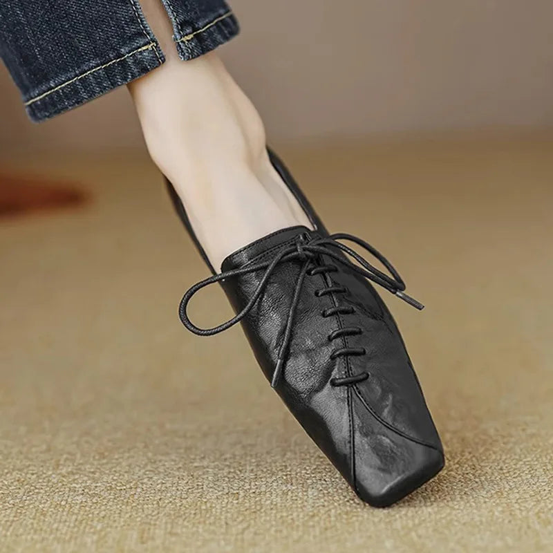 2025 Lace-up Simple Shoes Women's Fashion Neutral Small Single Niche
