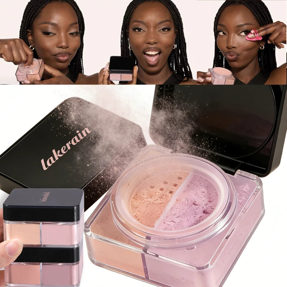 2 Colors Easy Bake Loose Powder Brightening Correcting Duo LongLasting Oil Control Natural Face Waterproof BrighTening Makeup Zpaxo