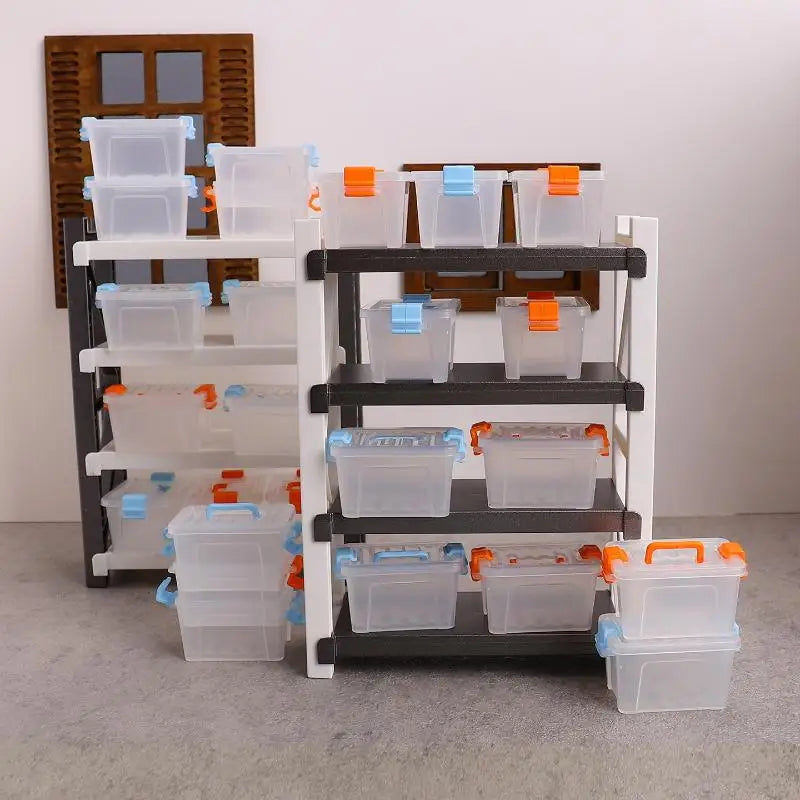 ▶5/10Pcs Dollhouse Mini Storage Box Clear Toolbox Model Dollhouse Home Home Decoration Dolls House Micro Scene Decor Props Zpaxo