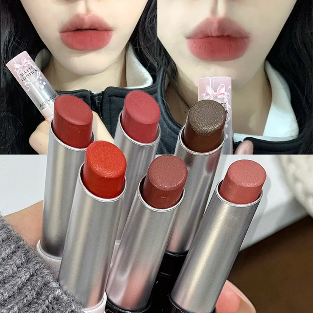 Cement Gray Brown Low Gloss Lipstick Waterproof Sweatproof Not Fade Zpaxo