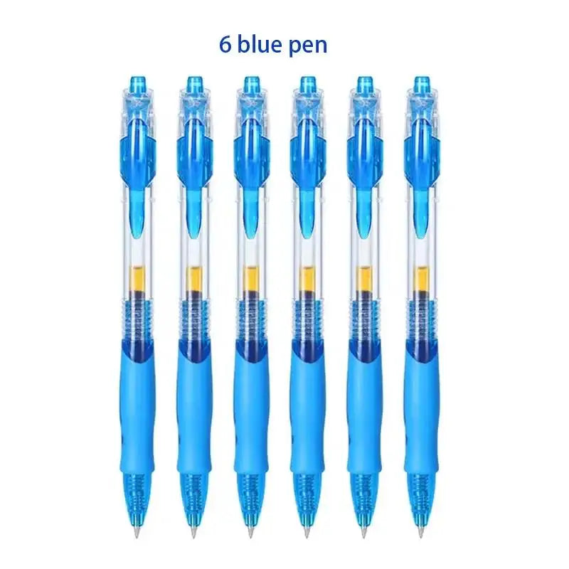 0.5mm Retractable Gel Pens Set Black/Red/Blue Ink Ballpoint For Writing Refills Office Accessories School Supplies Stationery Zpaxo 6 Blue pen