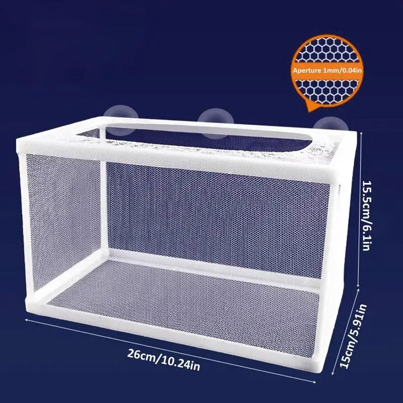 Aquarium Isolation Box Fish Hatchery Net Breeding Suction Cup Fixed