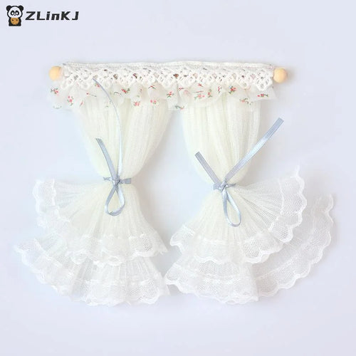 ▶1/12 Dollhouse Lace Curtains Model Dollhouse Bedroom Living Room Decoration Dolls House Furniture Accessories Micro Scene Decor Zpaxo