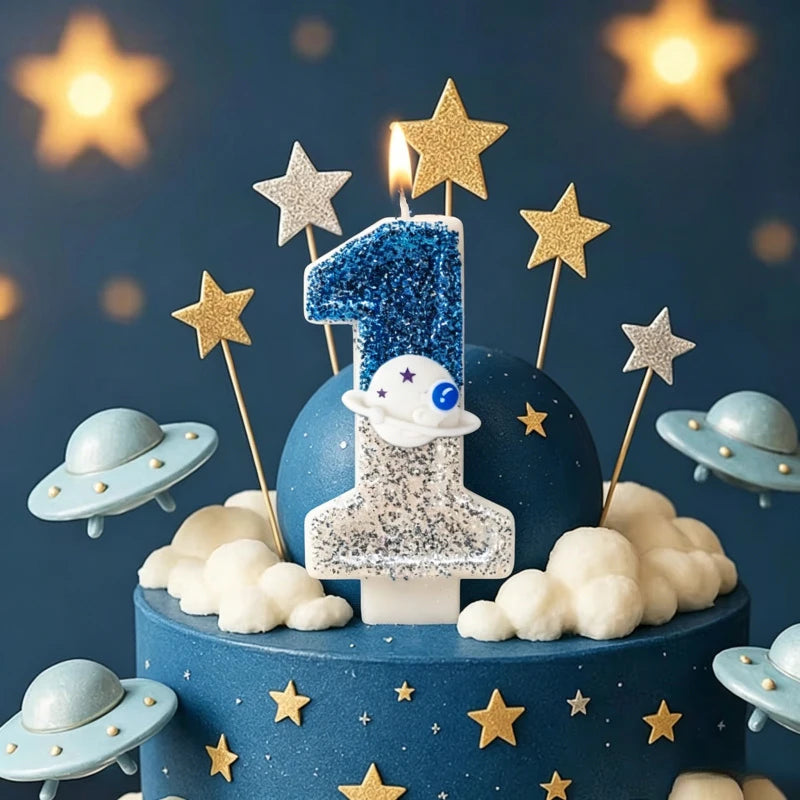 Space-themed Numbered Birthday Candles 0 9 Number Combinations