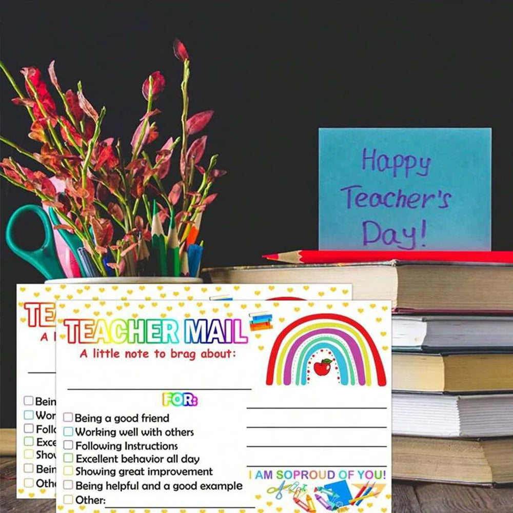 50/100/200Pcs Rainbow Teacher Mail Incentive Cards for Elementary Students Classroom Supplies Zpaxo