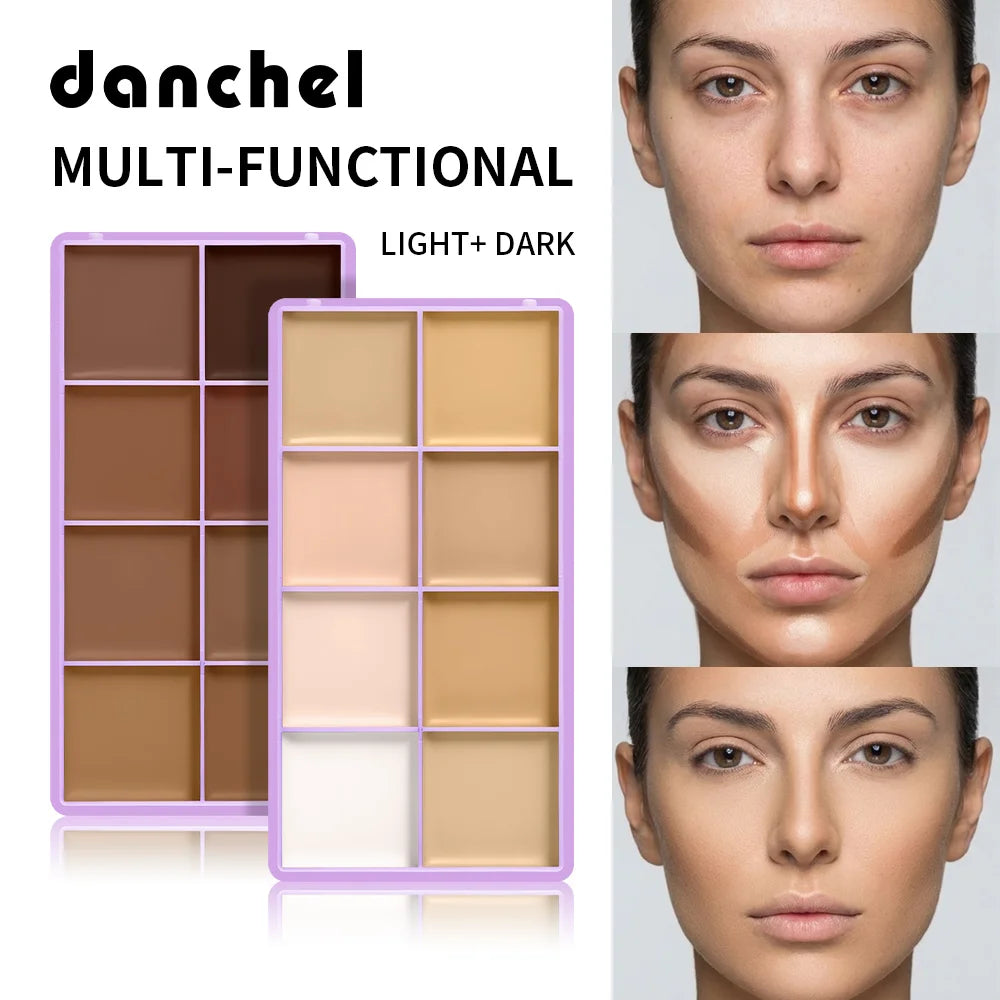 Evanesce Soft Matte Cream Concealer 8-Shade Fade Palette Full Coverage Long Lasting Waterproof Face Makeup For Dark Circles Blem Zpaxo