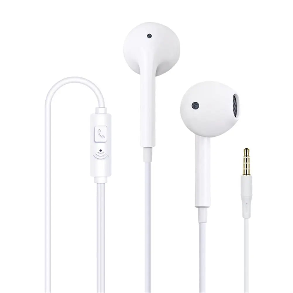 Universal 3.5mm Wired Earphones Super Bass Headset In Ear Earbuds With Built-in Mic Portable Sports Headphone For Mobile Phone Zpaxo White