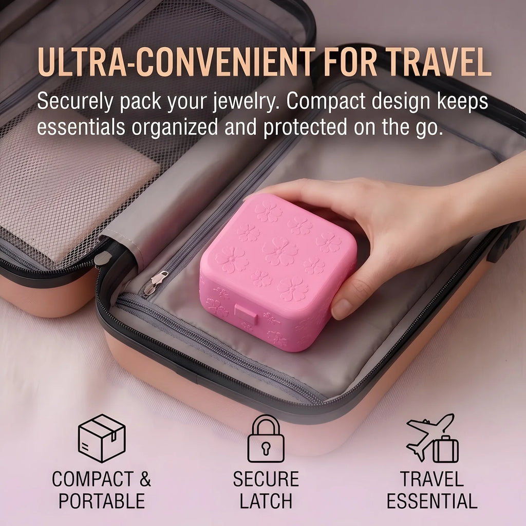 Portable 3D Printed Jewelry Box Mini Travel Organizer Case Cute Pink