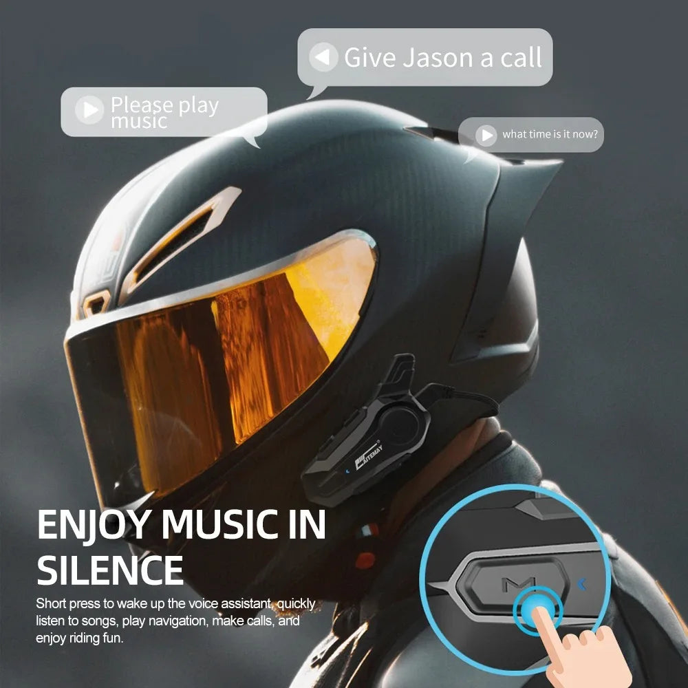 Bluetooth Headphone Motorcycle Helmet Intercom Headset 1000M 2 Rider