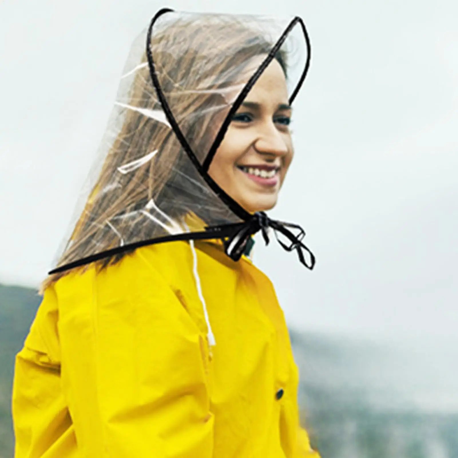 Clear Reusable Waterproof Rain Hat Wide Brim Women Lady Outdoor