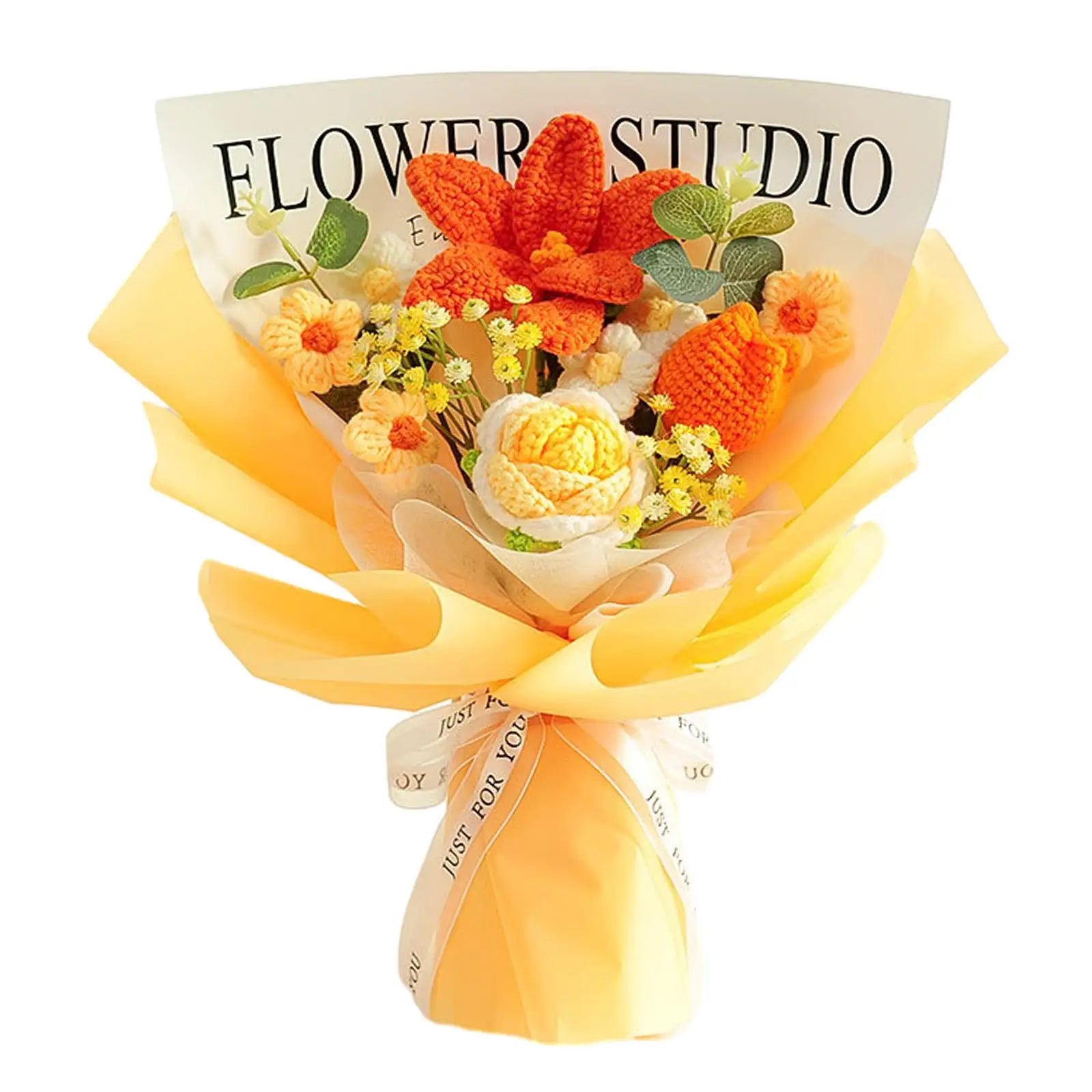 Crochet Flower Bouquet Table Centerpiece Handmade Woven Bouquet for Graduation Gift Living Room Birthday Apartment Hotel Zpaxo yellow rose flower