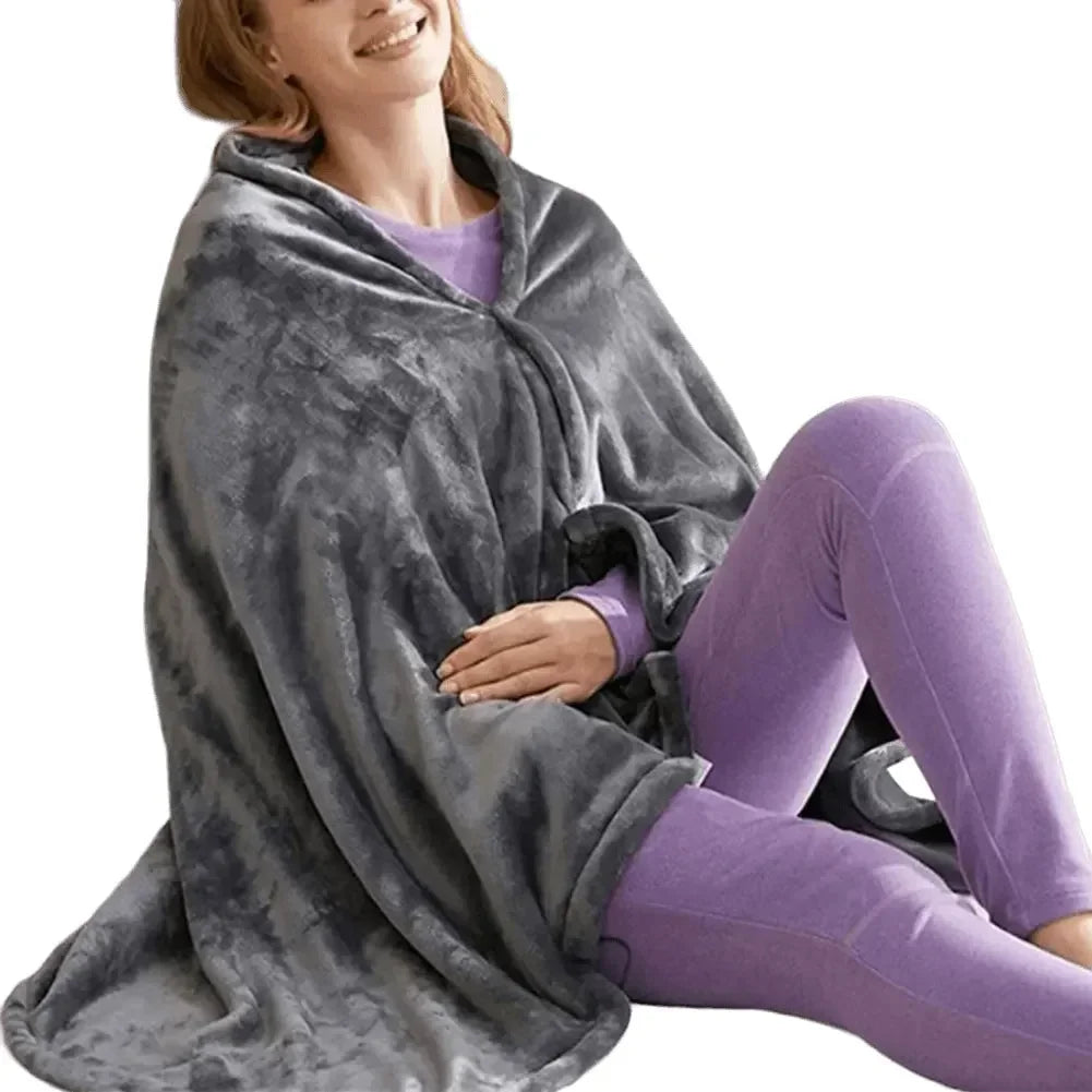 USB Electric Heated Blanket – 3 Heat Levels Wearable Fleece Throw Heated Lap Blanket Zpaxo