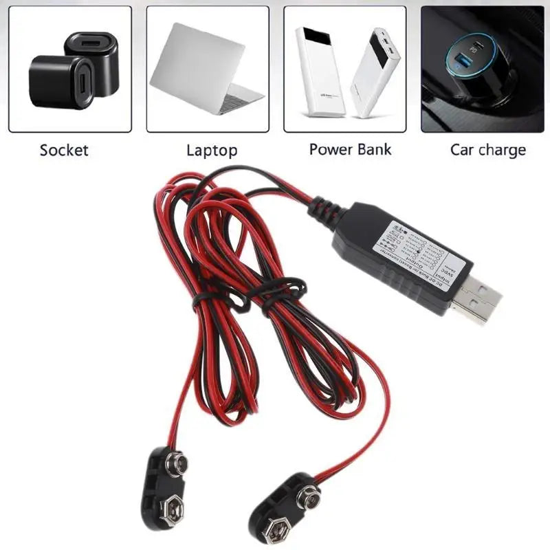1 C USB 9V Power Cable Dual 6F22 Battery Supply LED Radio Zpaxo