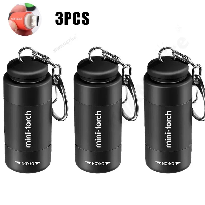 USB Rechargeable LED Multifunctional Strong Light Pocket Keychain Zpaxo 3PCs