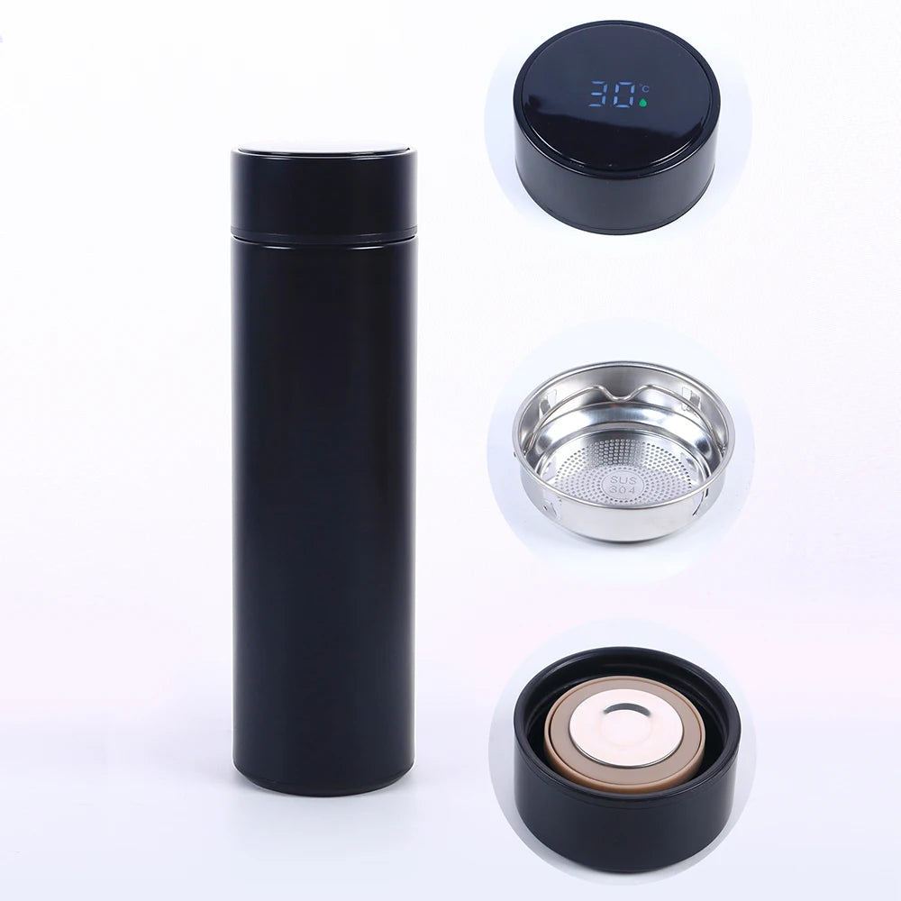 Smart Water Bottle with LED Temperature Display 500ML Stainless Steel Insulated Water Flask Tea Infuser Bottle Zpaxo