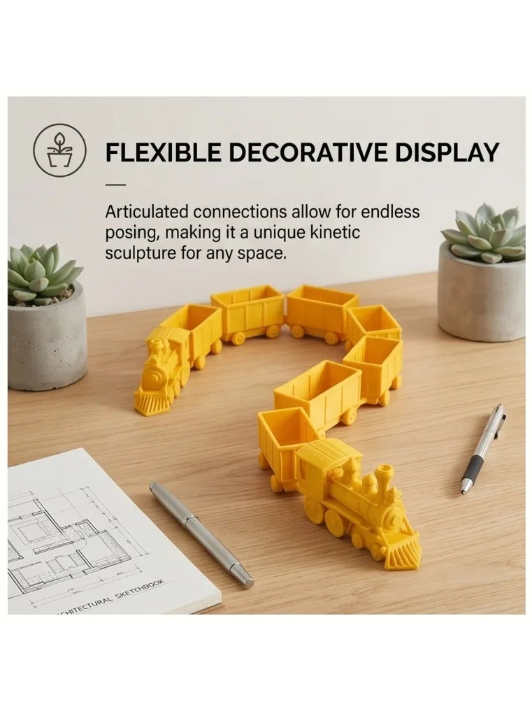 3D Printed Articulated Train Desk Organizer Creative Desktop Storage