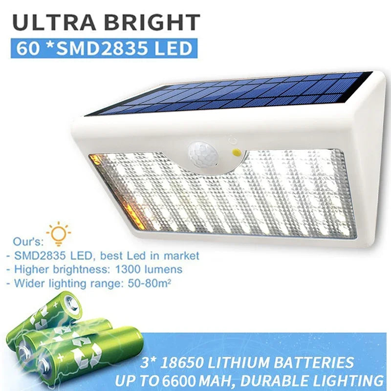 Solar Led Spotlights Outdoor Waterproof Motion Sensor 60 Bright Panel Zpaxo
