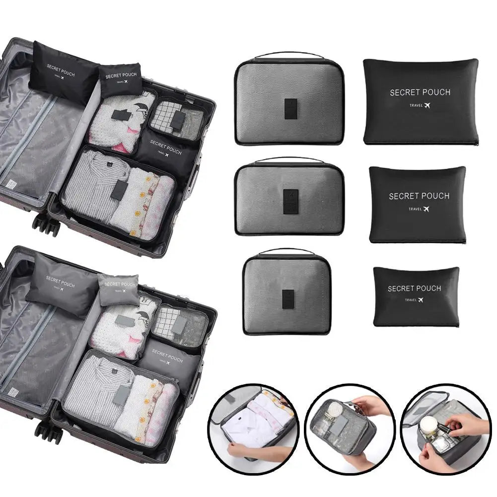 6pcs Set Travel Storage Bags Suitcase Packing Set Underwear Shoes Cloth Pouch Organiser For Clothing Travel Luggage Organizer Zpaxo