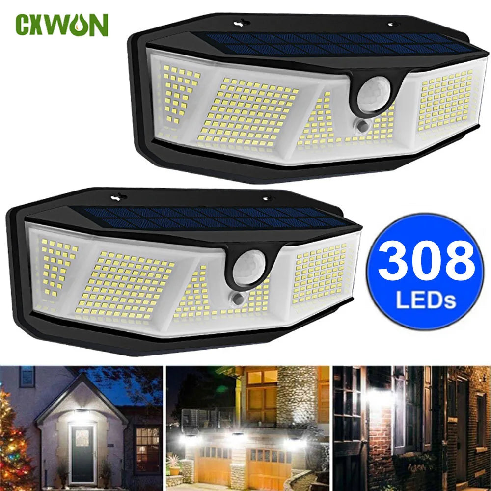 308 LED Solar Porch Light Waterproof Outdoor Motion Sensor Sunlight 3 Zpaxo