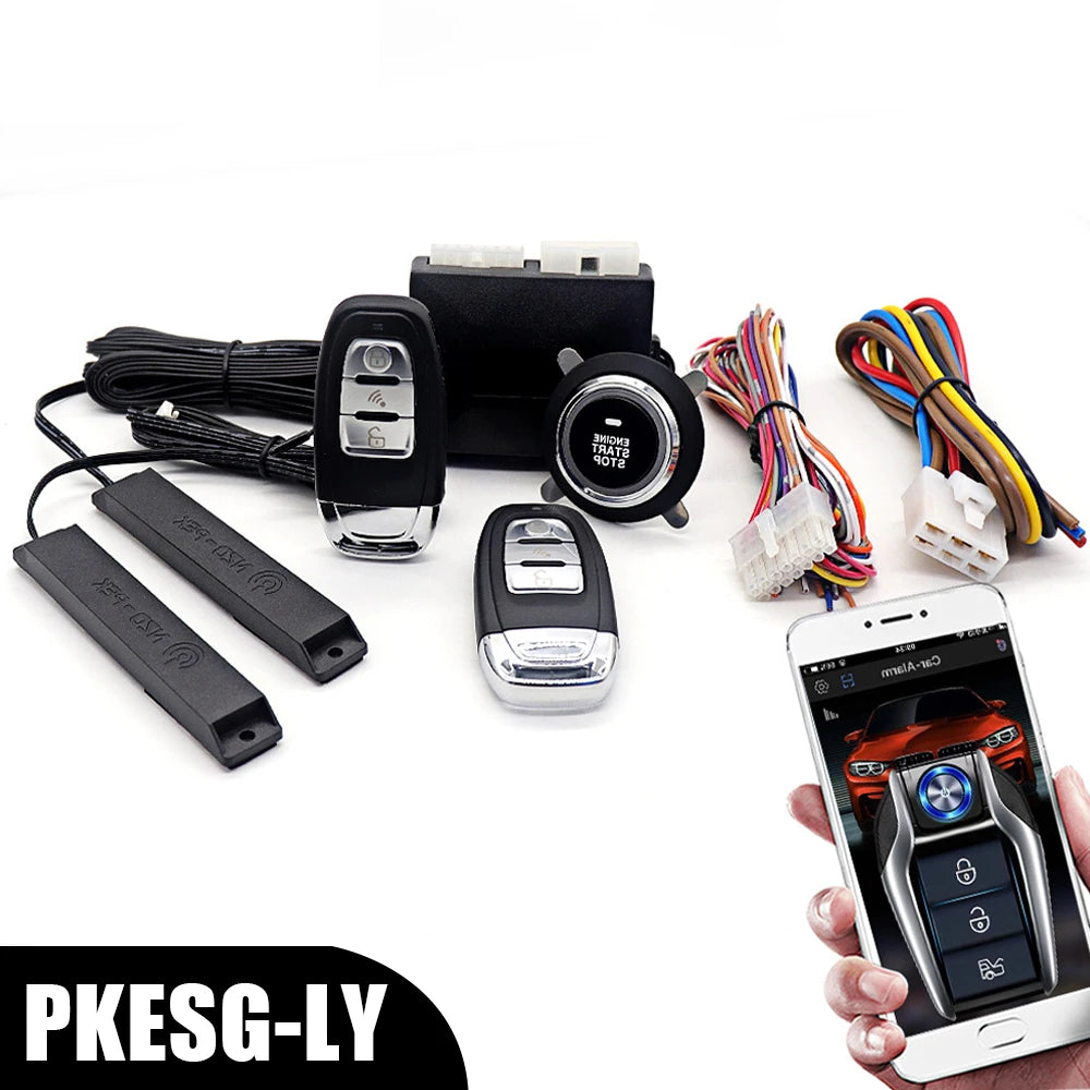 Smartphone Control Universal Remote Start Kit Car Start Stop Keyless Entry System One-button Start Push Systems Zpaxo PKESG-LY