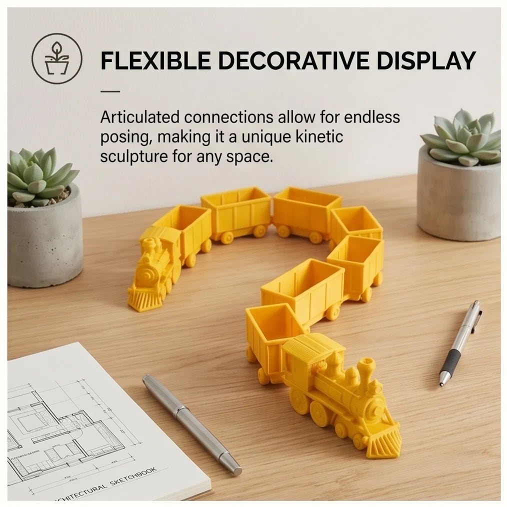 3D Printed Articulated Train Desk Organizer Creative Desktop Storage