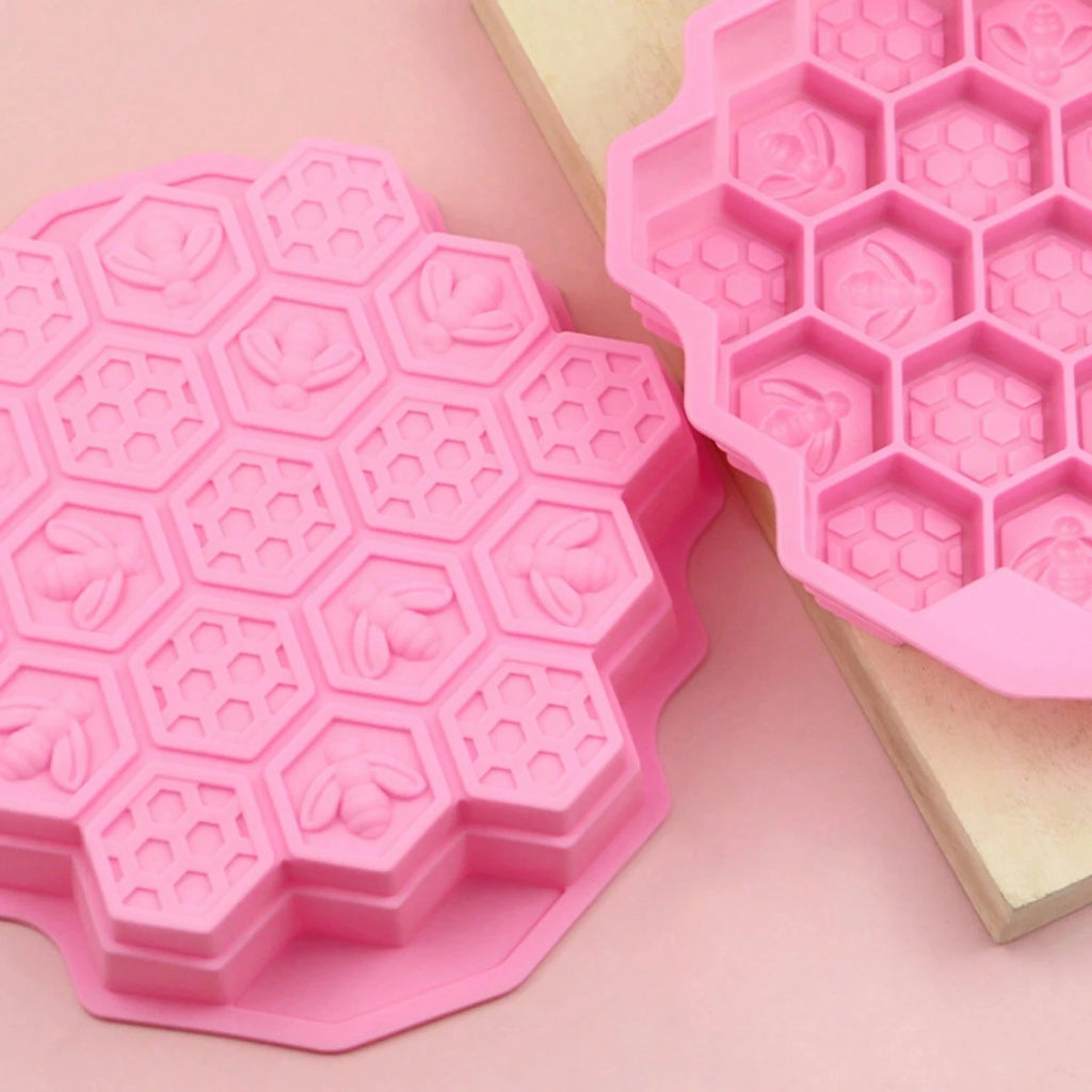 Honeycomb Bees Silicone Soap Mold 19-Cavity Chocolate Cake Candy Jelly Ice Cube Dessert Baking Clay Mold Zpaxo