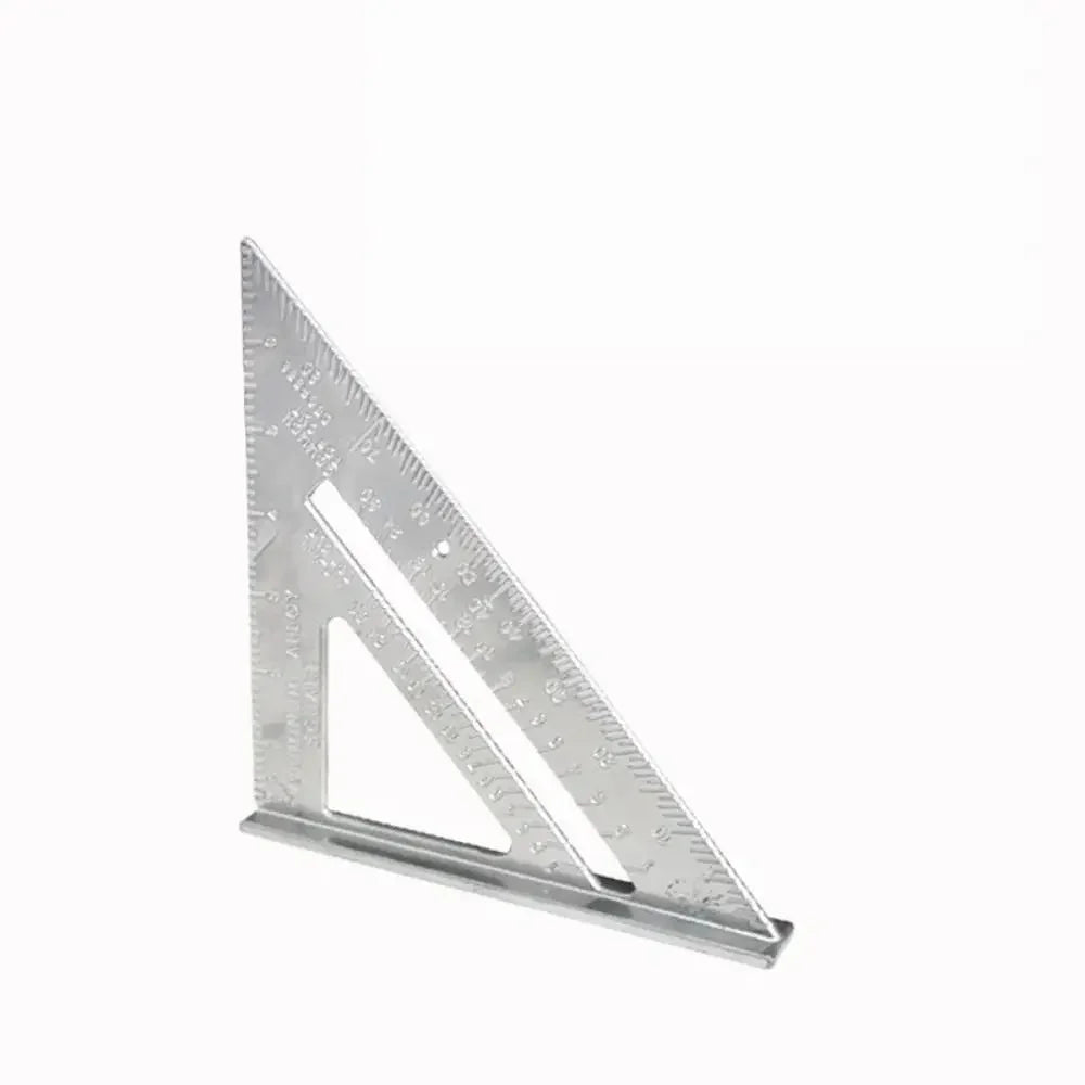 New 7Inch Triangle Ruler Measurement Tool Aluminium Alloy Carpenter Tools Inch Metric Angle Ruler Speed Square Woodworking Tools Zpaxo silver-english