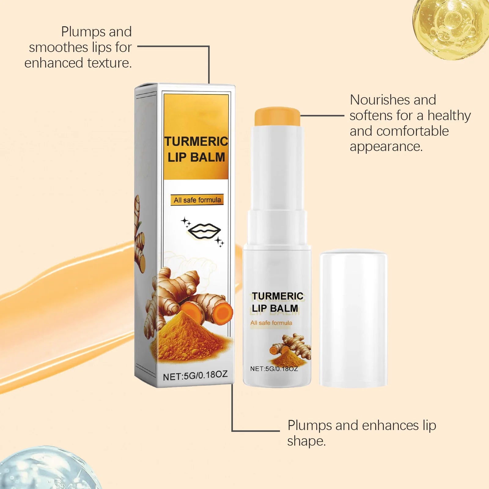 Collagen Turmeric Lip Balm – Hydrating & Plumping Moisturizer Lip Balm Zpaxo