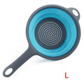 LMETJMA Silicone Collapsible Colander with Handle Kitchen Folding Strainer Colander for Draining Pasta Vegetable Fruit JT111 Zpaxo Blue L