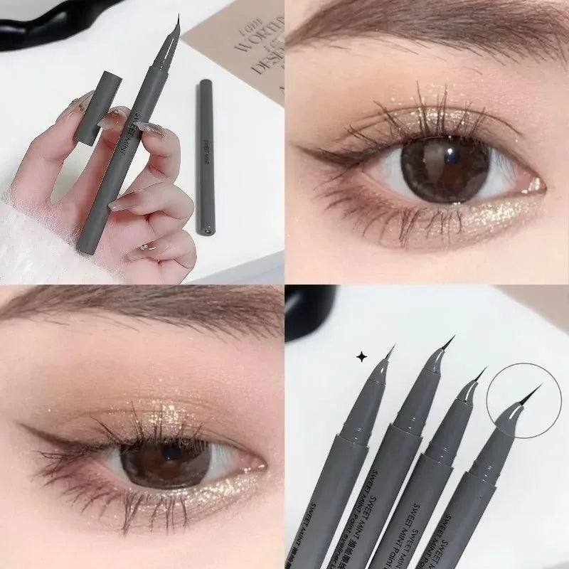 Curved Eyeliner Pen Quick Dry Liquid Eye Liner Easy To Draw Ultra-fine Lying Silkworm Pencil Black Brown Lower Eyelash Eye Mkeup Zpaxo