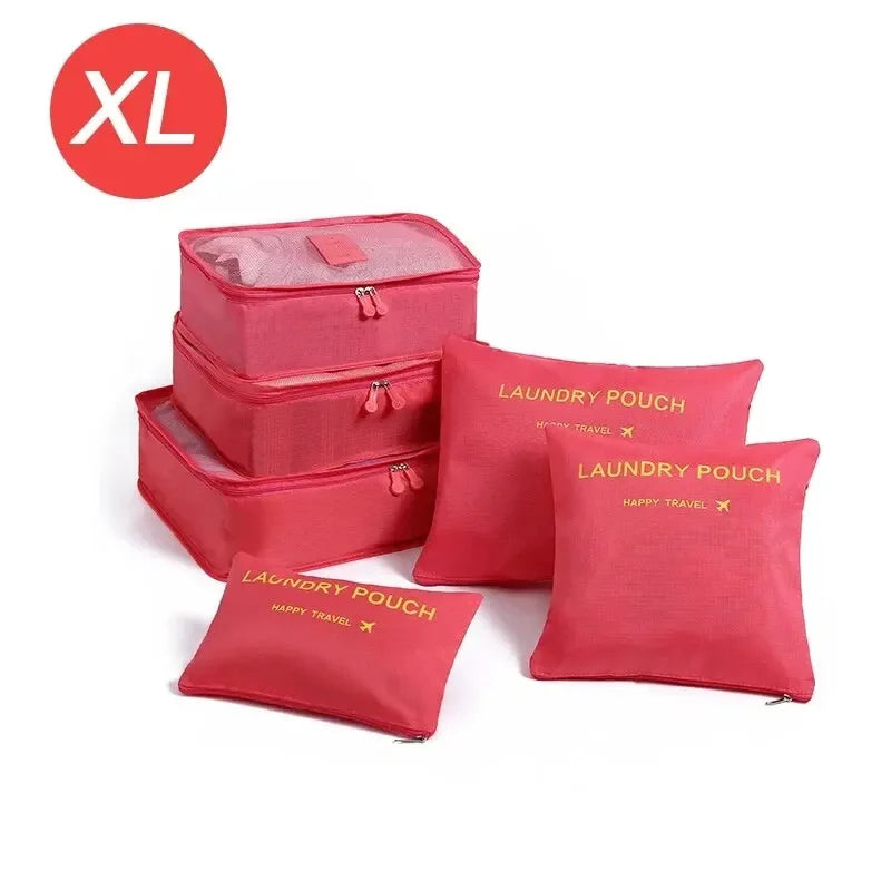 Home Travel 6-piece Clothing Storage and Organizing Bag Thickened Cosmetics Storage Bag Foldable Business Travel Storage Bag Zpaxo XL-Watermelon Red