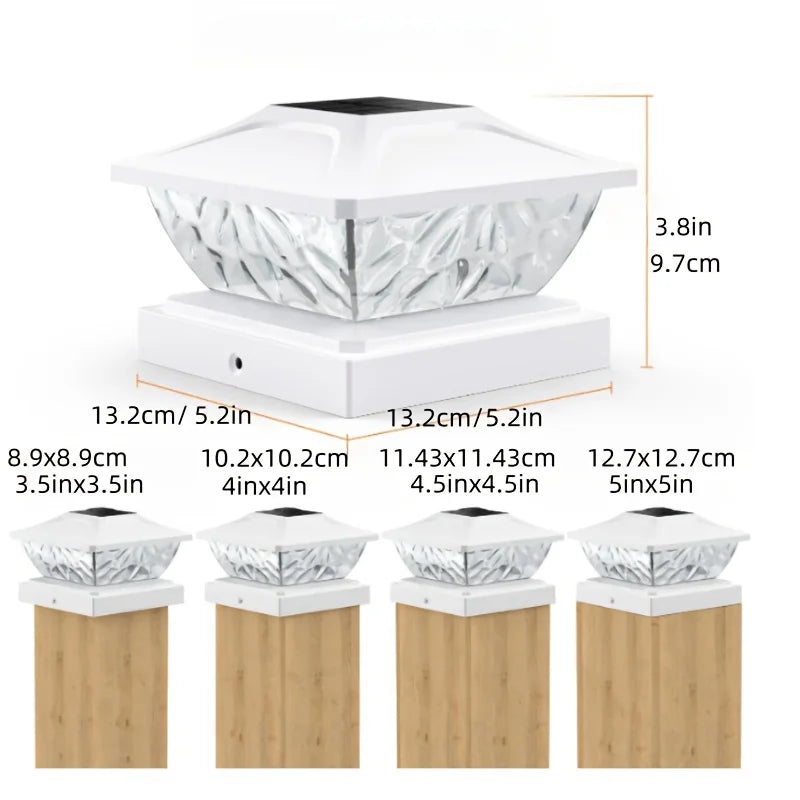 Outdoor Solar Post Cap 2 Modes Fence Light LED Post Lamp Solar Powered Waterproof For 4 Inch Wood Posts Yard Garden Outside Zpaxo