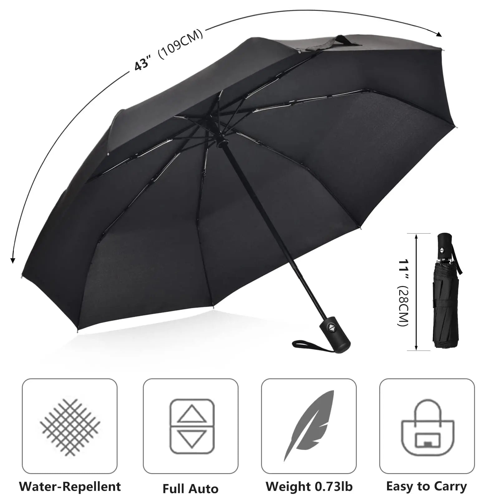 12 Bone Black Glue Fully Automatic Umbrella - Thick Durable Keel Three-Fold UV Resistant Folding Design for Protection And Style Zpaxo