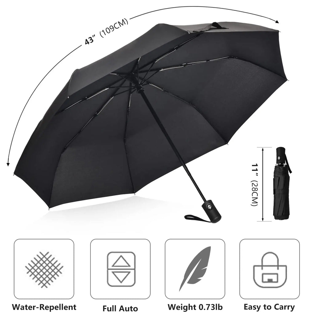 12 Bone Black Glue Fully Automatic Umbrella Thick Durable Three-Fold UV Resistant Folding Design for Protection And Style Zpaxo