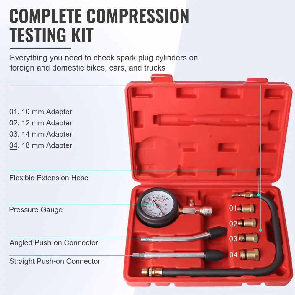 Gasoline Engine Compression Meter M10 M12 M14 M18 Adapter Pressure